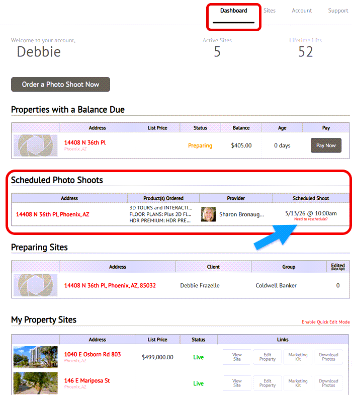 How to reschedule for photoshoot for Snap2Close.