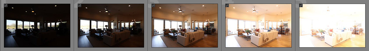 HDR photography using five bracket exposures