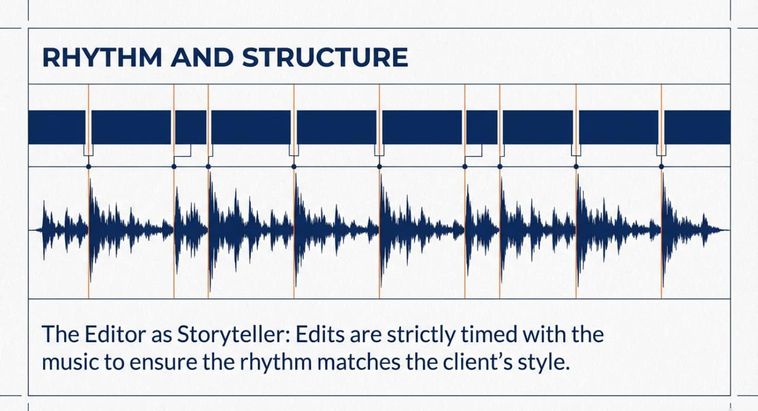 Editor times cuts to match the beat of the music.
